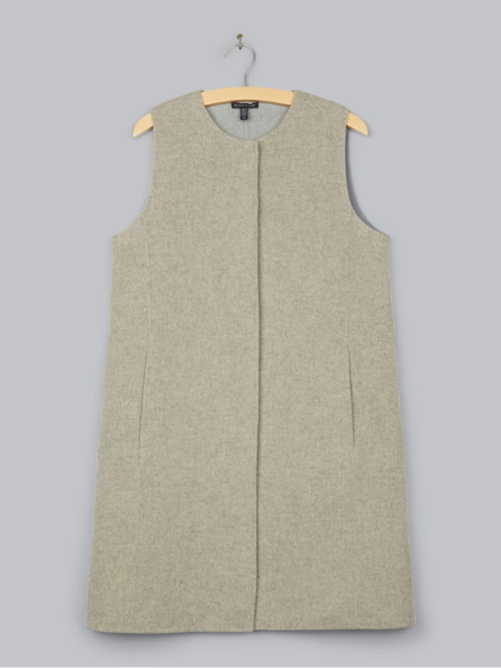 Eileen Fisher Brushed Wool Doubleface Vest Snap Buttons SZ M